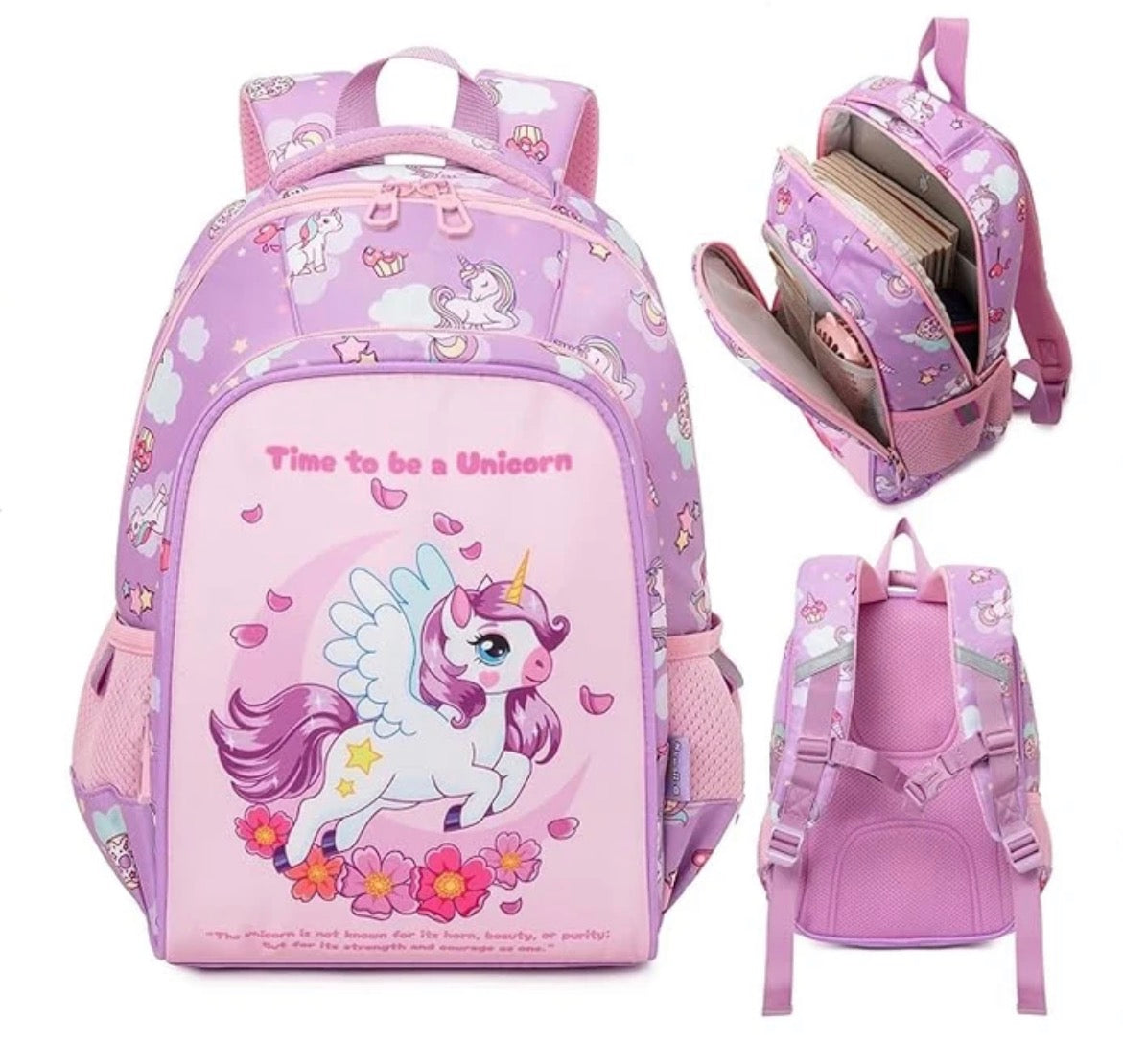 Unicorn Design Backpack for Kids (Purple) – Lightweight School Bag for Boys & Girls