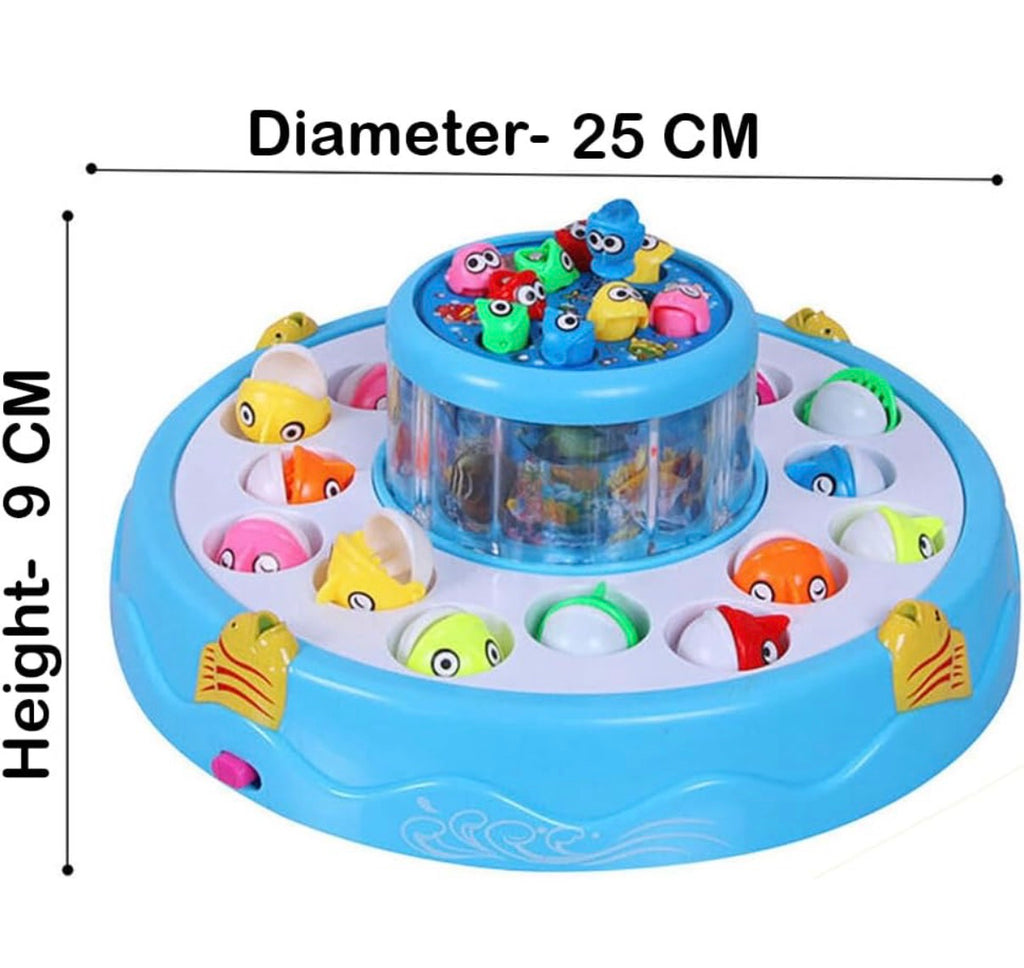 VGRASSP Fishing Game Toy Set for Kids – Rotating Pond with 26 Fish, 4 Fishing Poles, Lights & Music