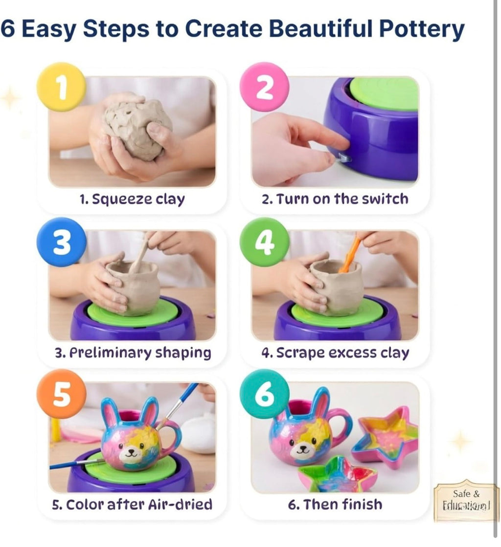 FUN NATION Pottery Making Kit for Kids – Battery Operated Pottery Wheel DIY Art & Craft STEM Toy